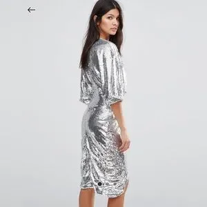 Club L London | Dresses | Asos Club L Kimono Sleeve Midi Dress In All Over  Sequin | Poshmark